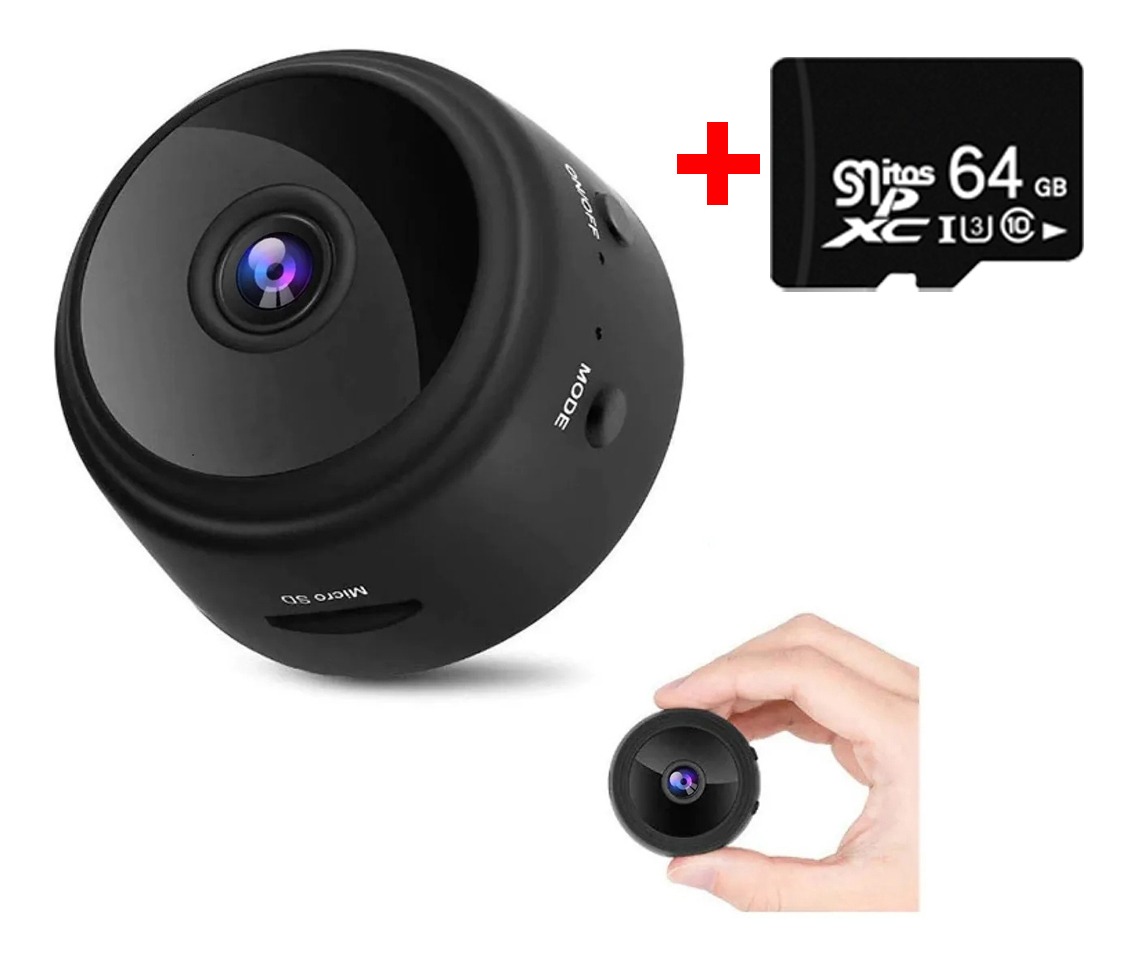 Mini Câmera Vigilância Wifi Corpo Magnético+cartão De Me