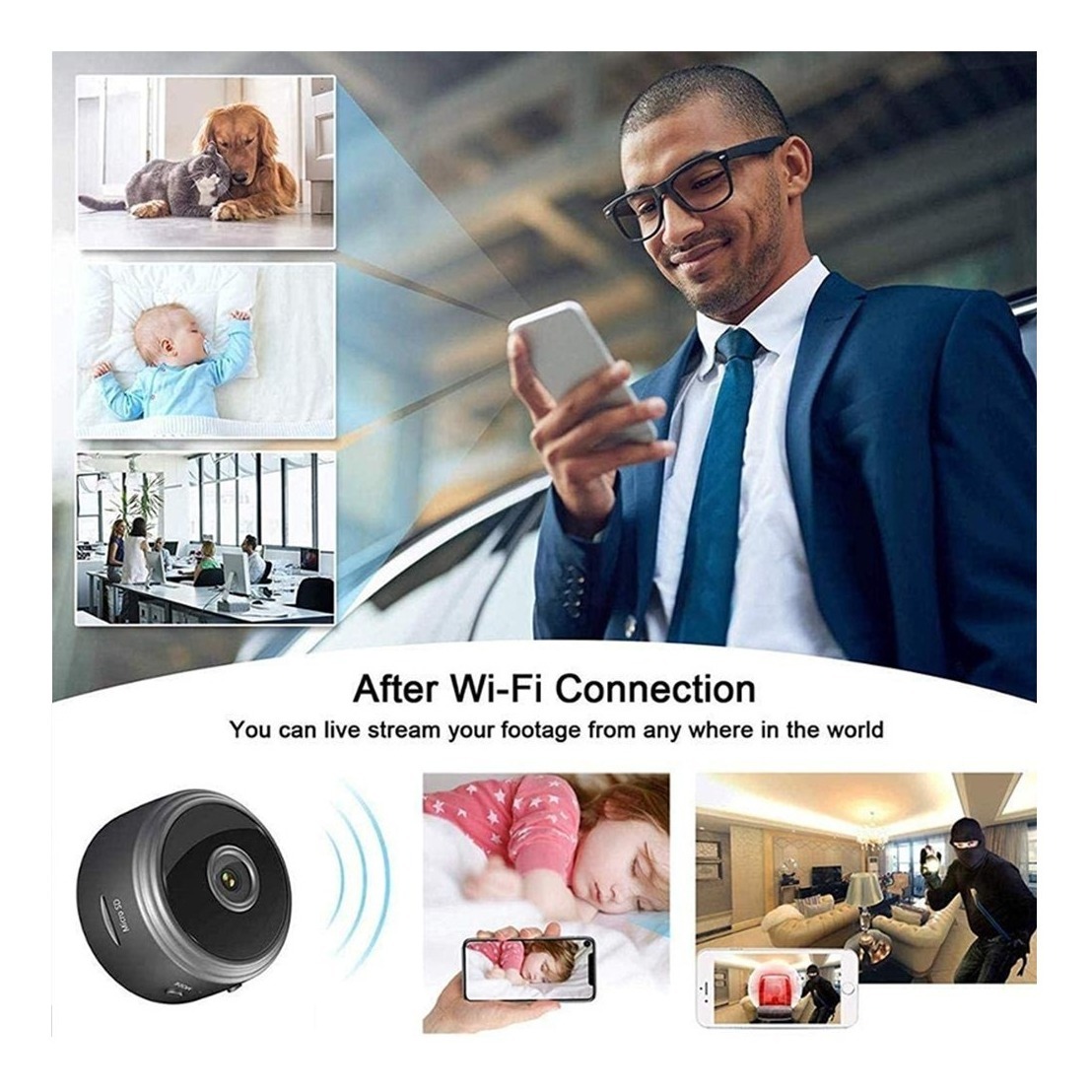 Mini Micro Câmera Monitoramento Espia Segurança Hd Wireless - Imagem 8