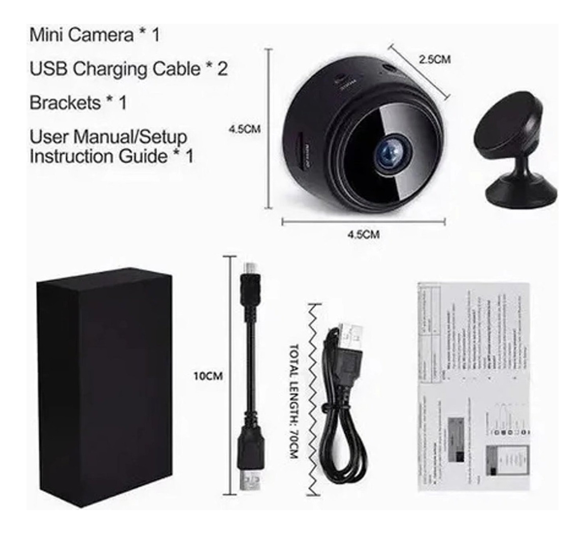 Mini Câmeras 360 Graus Hd 1080p Com Microfone Wifi Sem Fio - Imagem 10
