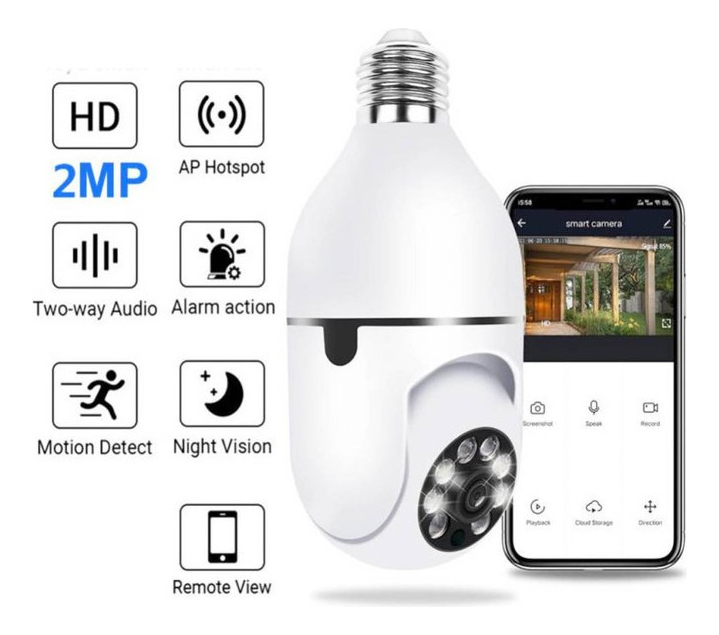 Câmera Vigilância Interna Inteligente Rotativa Full Hd Wifi