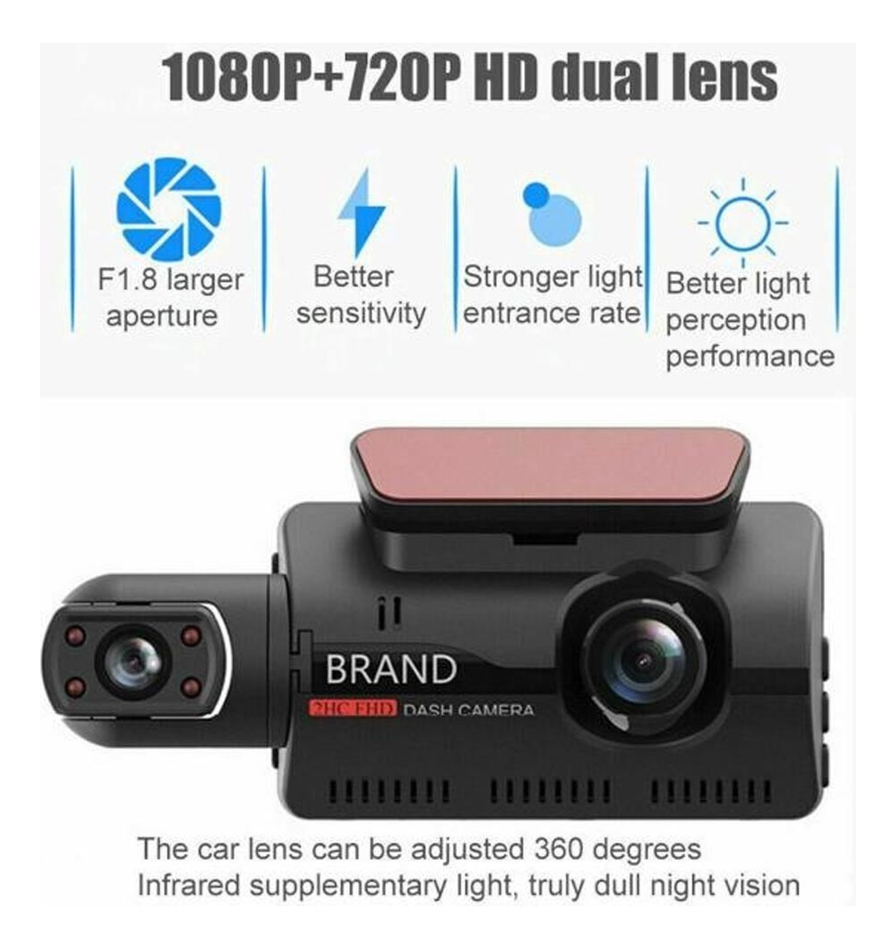 2 Lentes Hd 1080p Dash Cam+gravador De Vídeo De Carro - Imagem 4