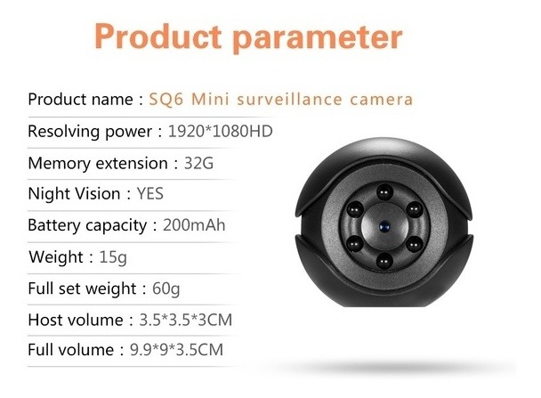 Sq6 Full Hd 1080p Mini Câmera Dv Dvr Câmera De Segurança - Imagem 3
