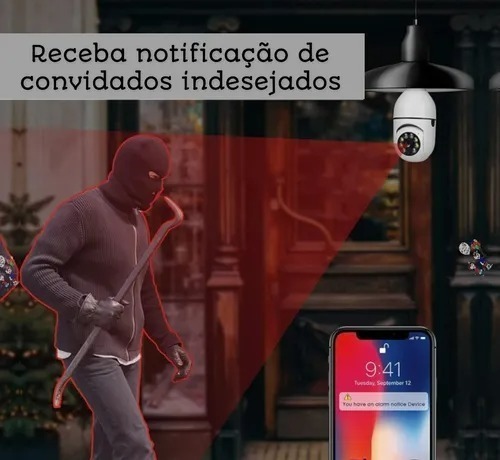 Lampada Camera Ip Segurança Espia Wifi Hd 360 Alarme Casa - Imagem 3