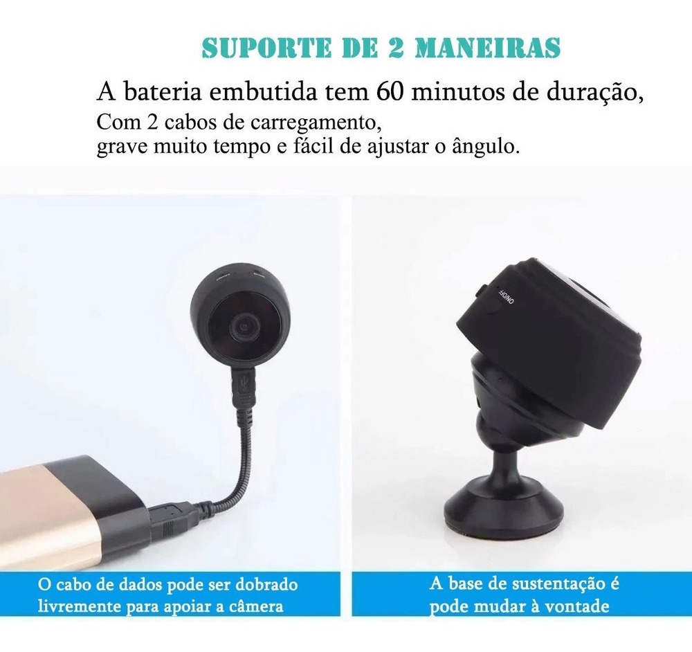 Mini Cameras De Segurança Wifi Visão Noturna Gravador Voz - Imagem 4