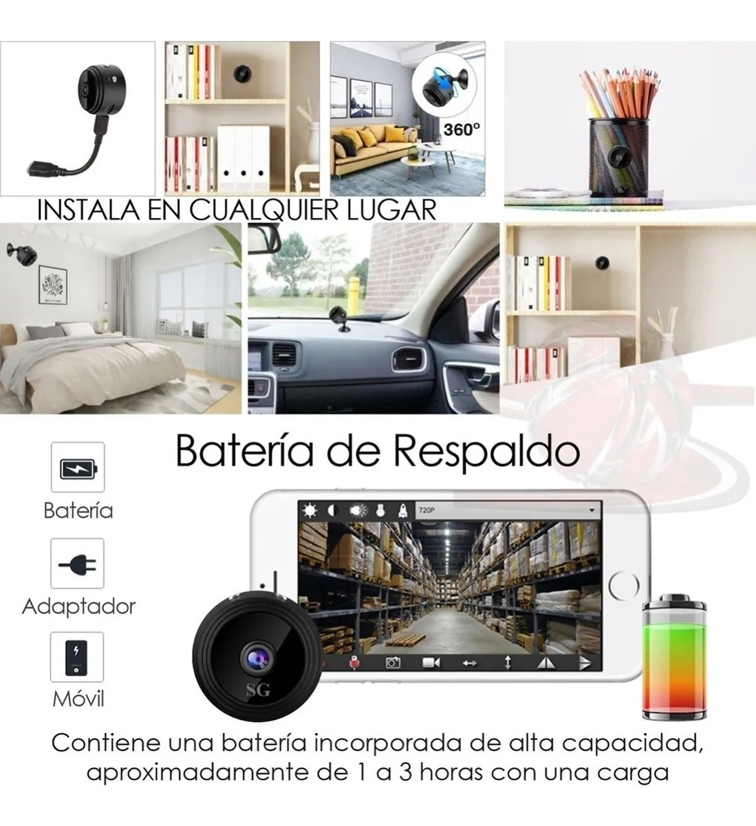 Wifi Ip Mini Spy Câmera Full Hd Microfone Vídeo App - Imagem 8