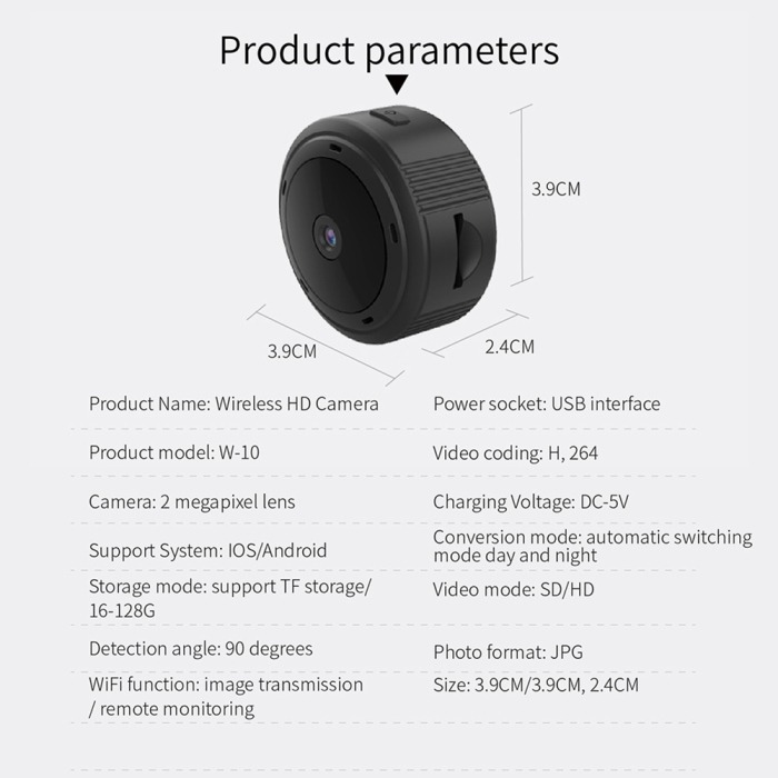 Câmera Ip W10 Mini Wifi Com Sensor 1080p Câmera De Visão Not - Imagem 10