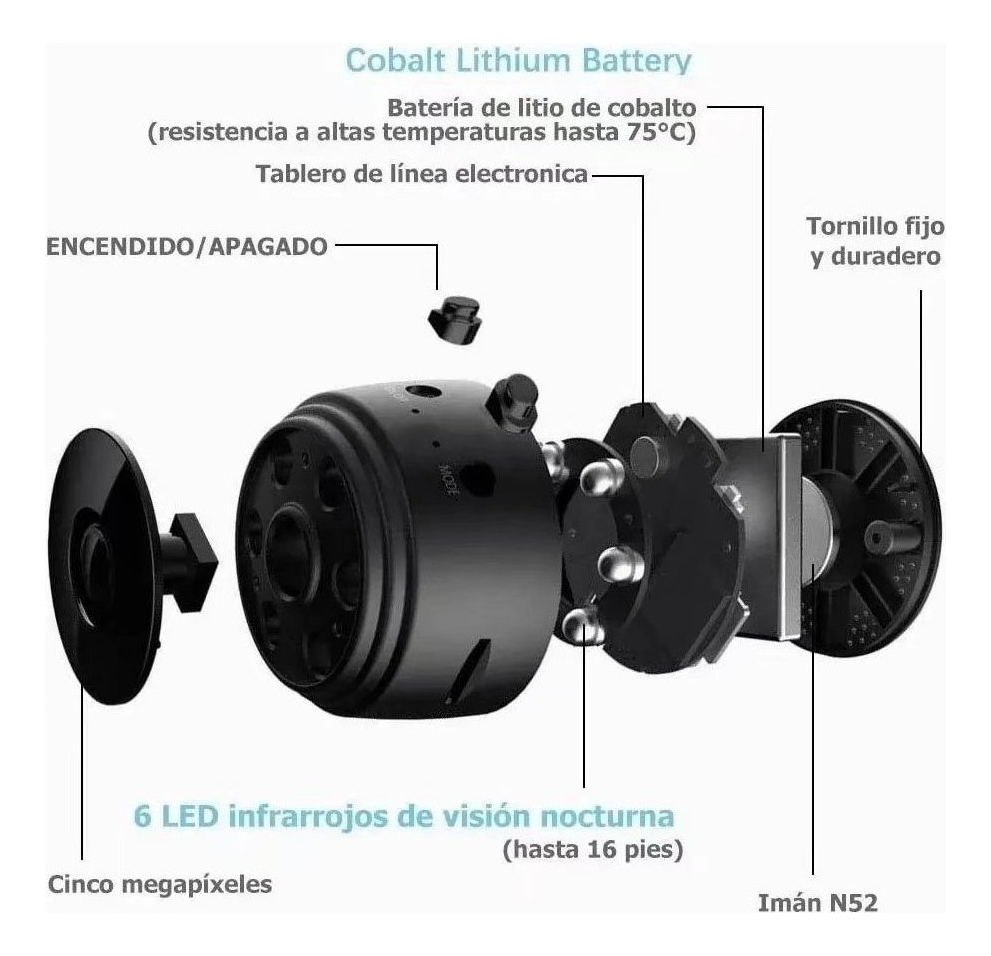 Camara De Segurança Residencial Wifi Hd Bateria Sem Fio Mini - Imagem 2