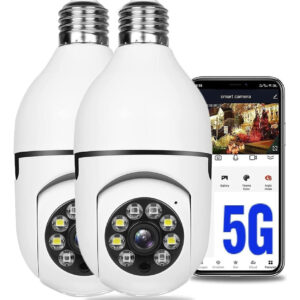 2pcs 2.4ghz E 5g Wifi Lâmpada Câmera De Segurança 1080p