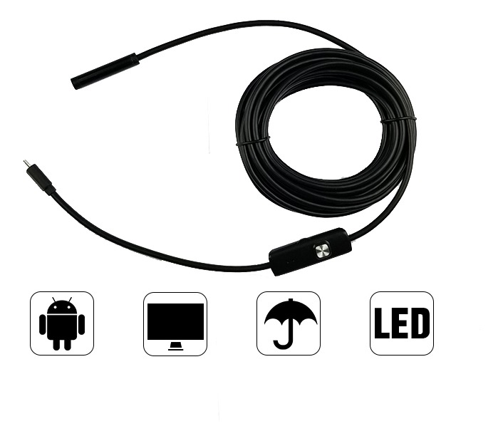 10m 7mm Android Endoscópio Câmera Flexível Ip67 6leds - Imagem 5