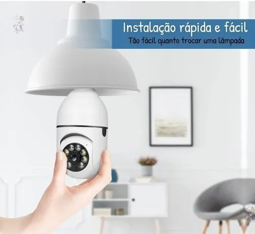 Lampada Camera Ip Segurança Espia Wifi Hd 360 Alarme Casa - Imagem 5