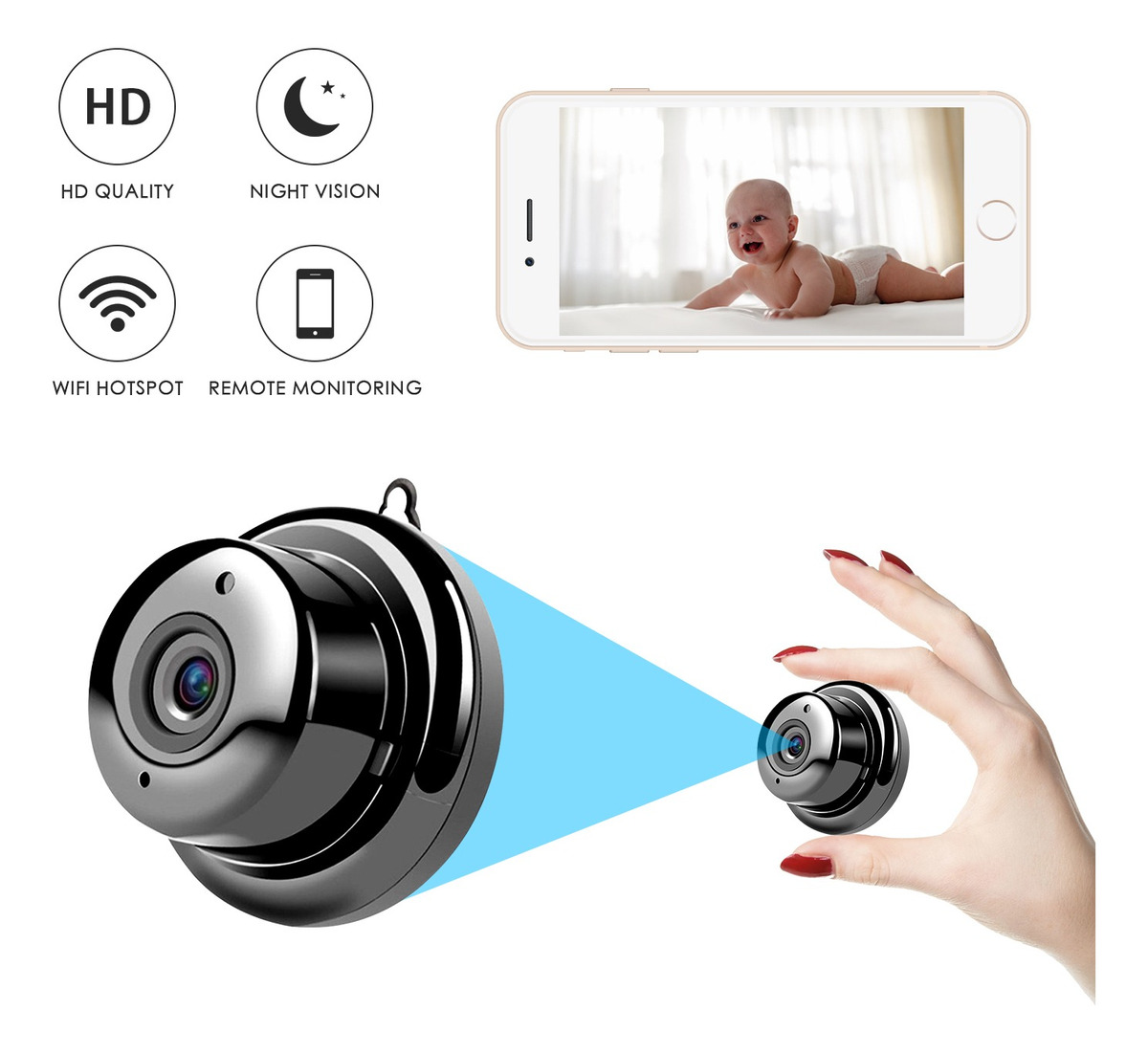 Mini Câmera Ip Wifi Conexão V380 Hd 1080p Infravermelho