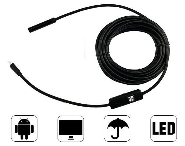 10m 7mm Android Endoscópio Câmera Flexível Ip67 6leds - Imagem 5