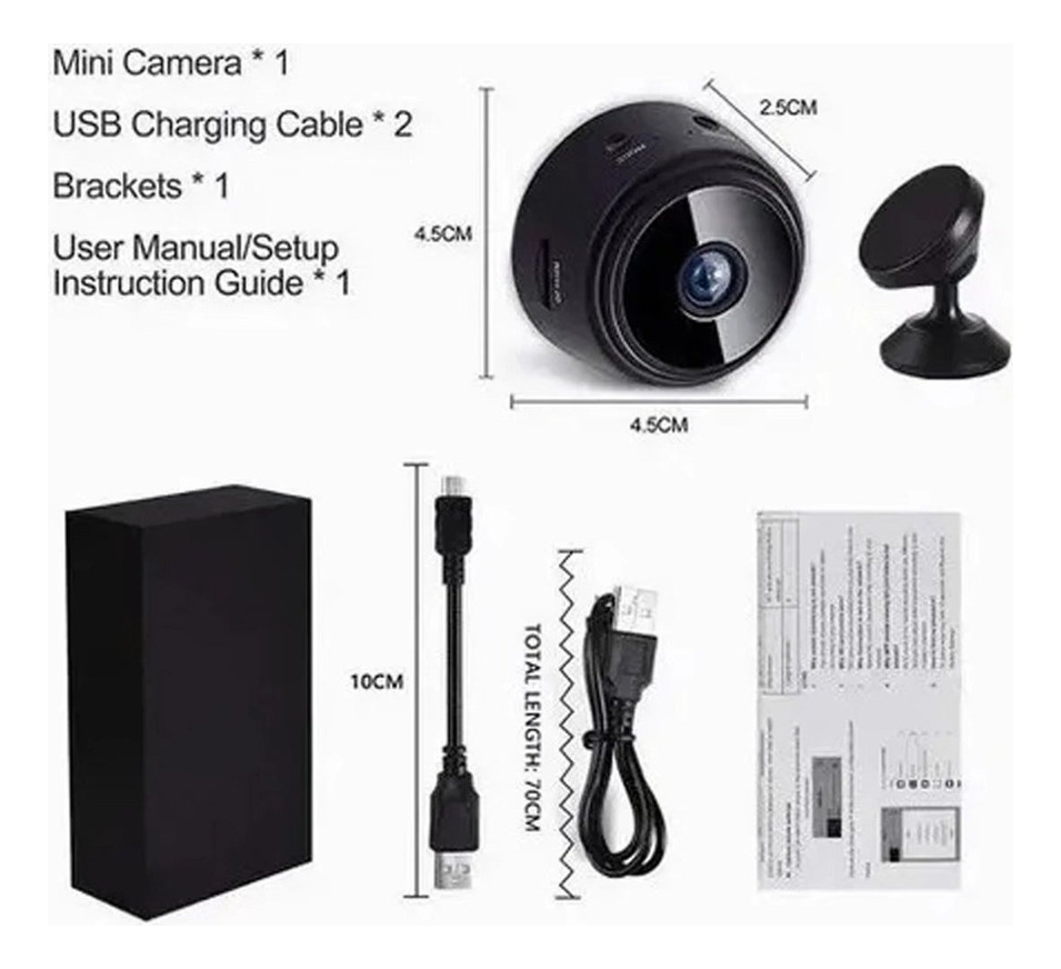 Mini Cameras De Segurança Wifi Visão Noturna Gravador Voz - Imagem 7