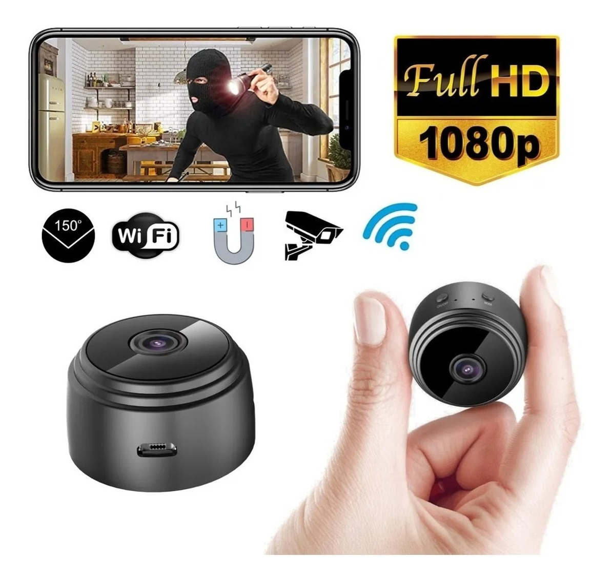 Mini Câmera Espiã Visão Noturna Hd Detecta Movimento Micr