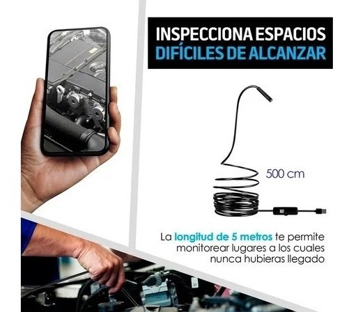 Endoscópio Câmera Otg Android 10m Cabo Usb Led - Imagem 6