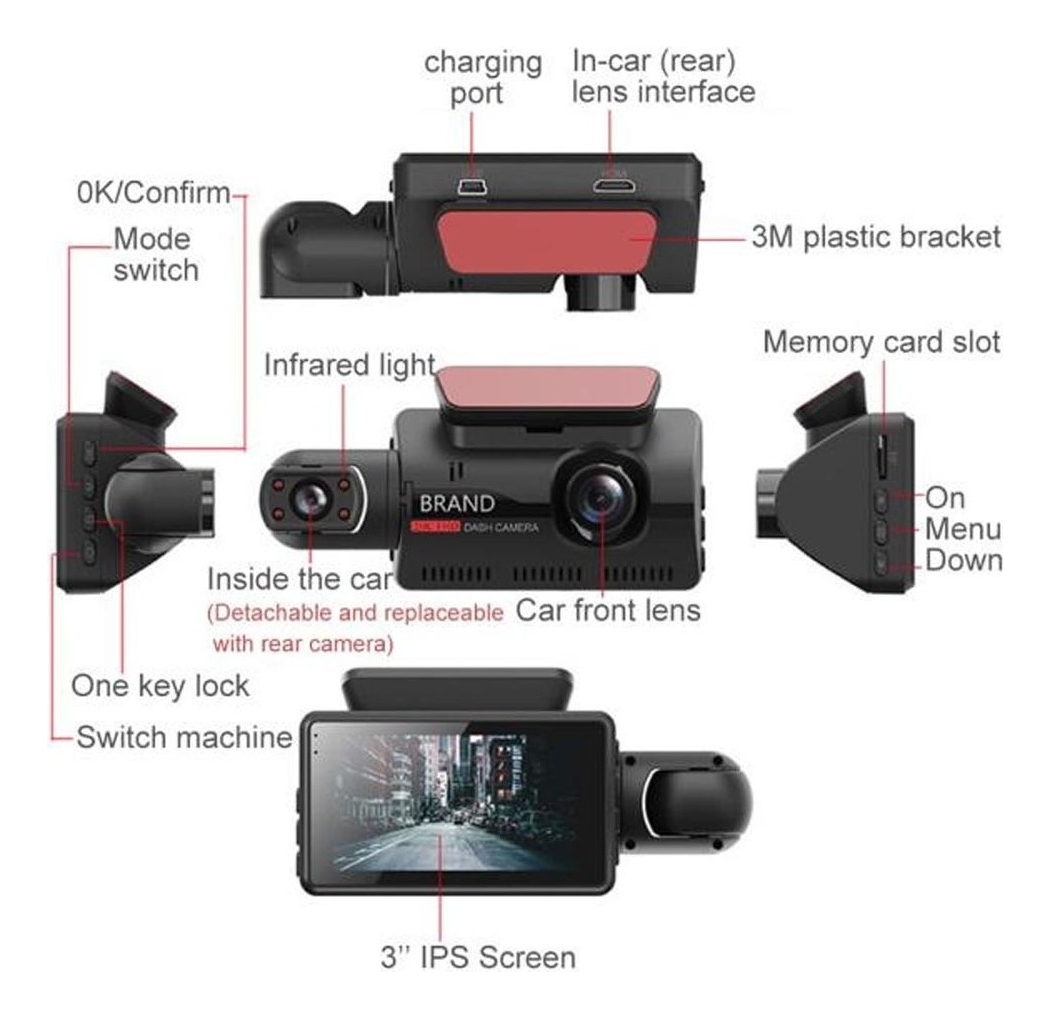 3 Night Vision Car Video Recorder Sensor De Movimento+cartão - Imagem 9