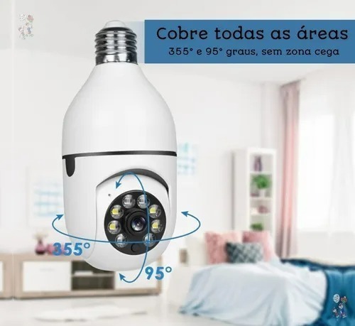 Lampada Camera Ip Segurança Espia Wifi Hd 360 Alarme Casa - Imagem 4