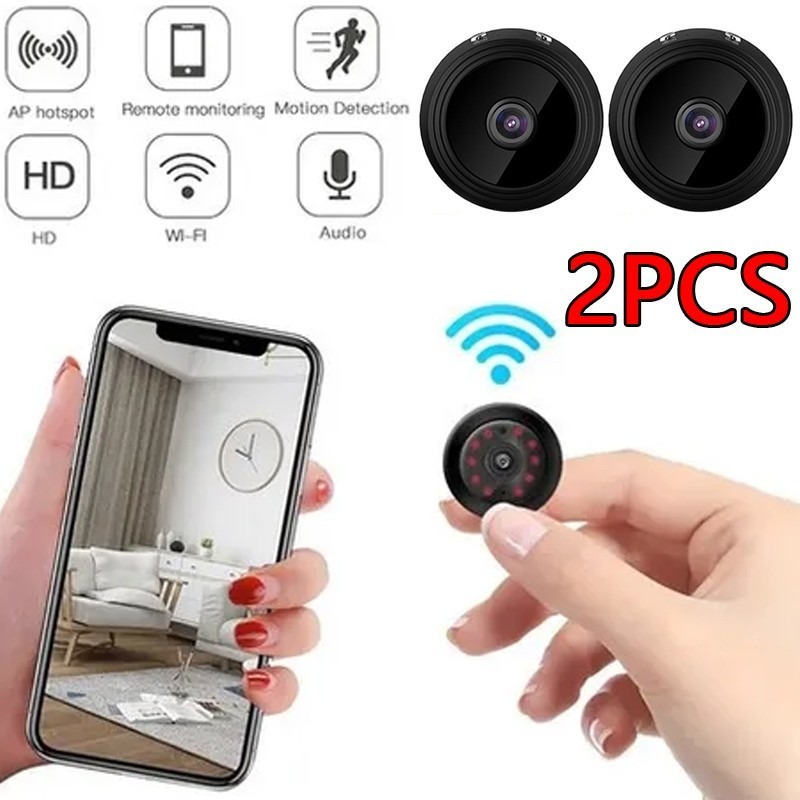Mini Câmera Wifi Com Sem Fio 1080p 2 Pcs
