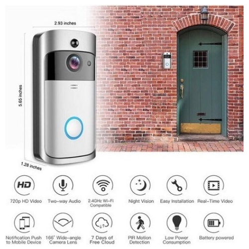 Campainha Inteligente Sem Fio 720p Câmera Wifi Vídeo Visual - Imagem 5