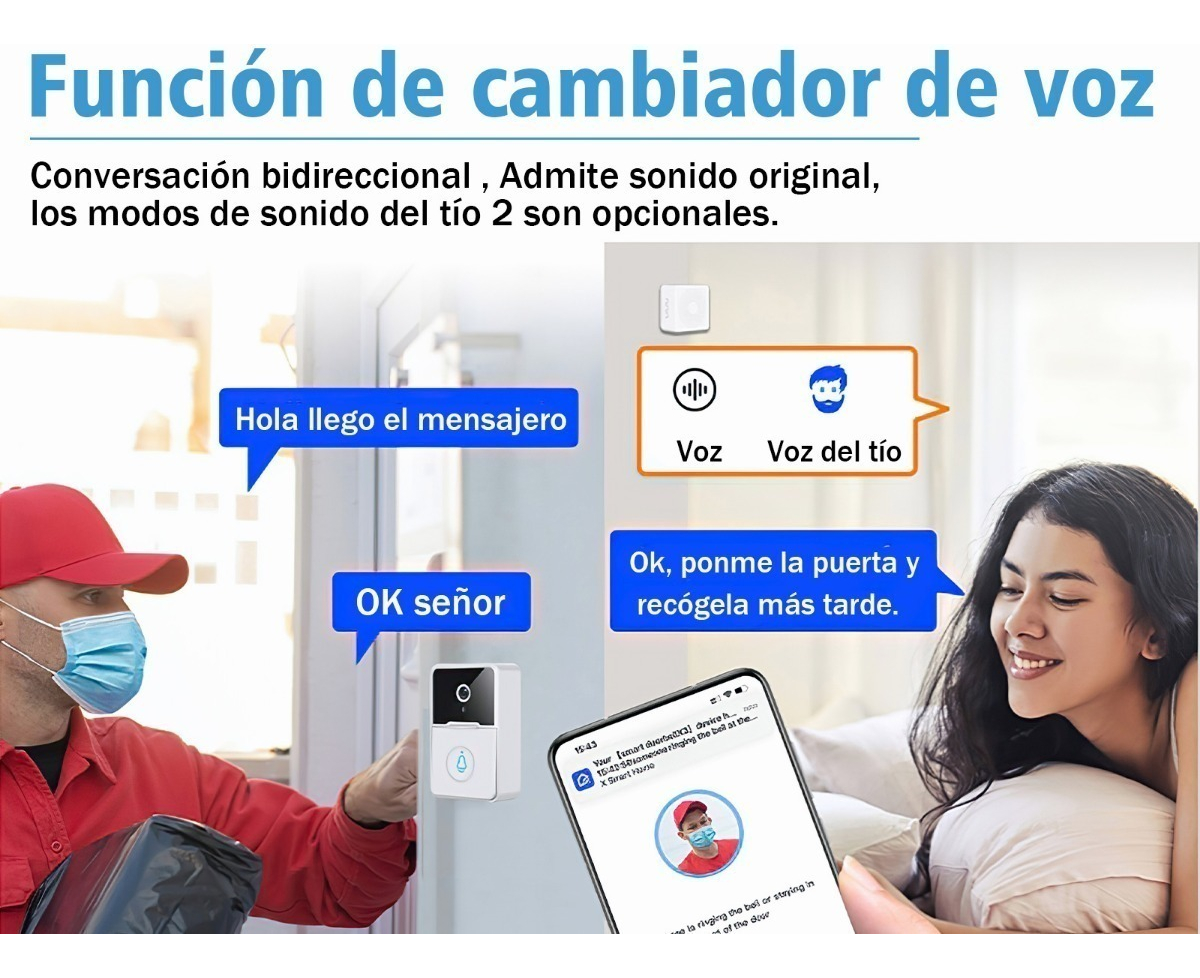 Câmera De Campainha Video Sem Fio Wifi, Visão Noturna De Cam - Imagem 2
