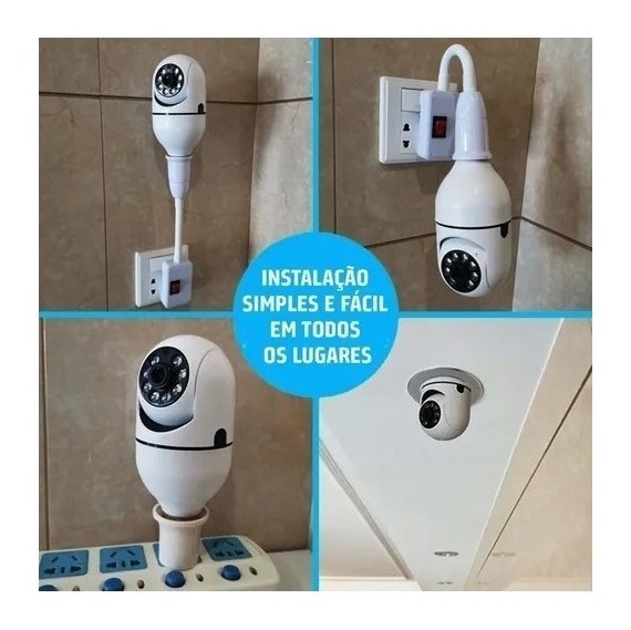Lazhu Câmera Lampada Espia Câmera Intelbras Câmera Wifi - Imagem 8