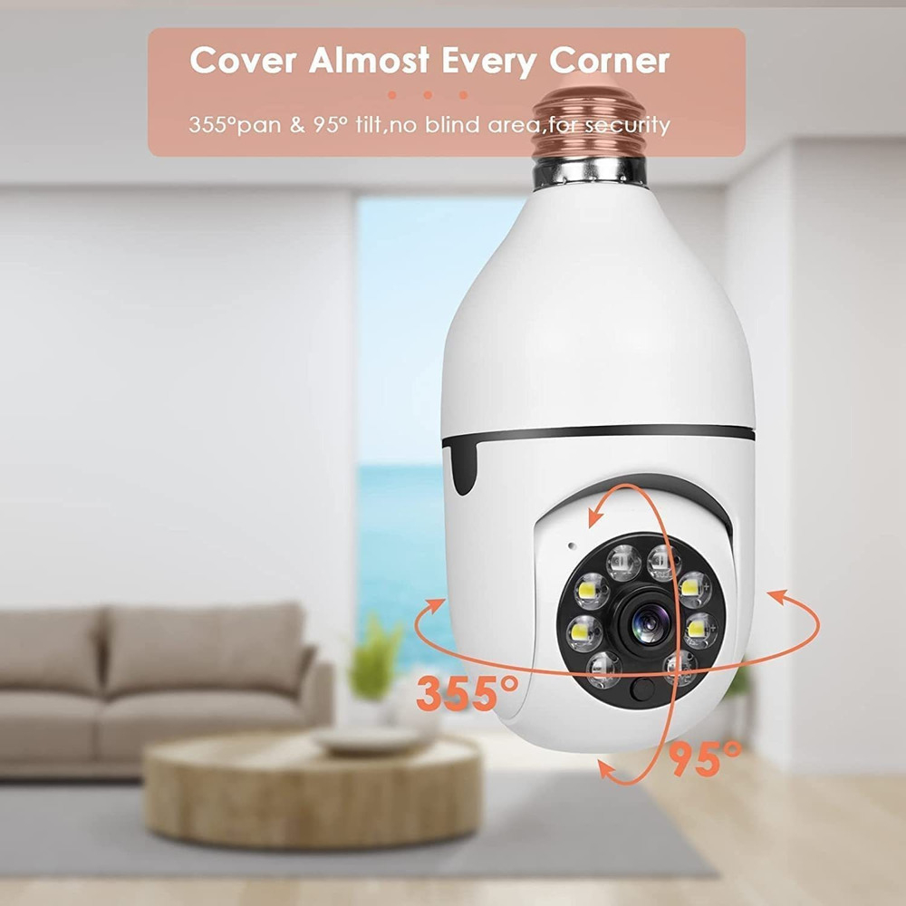 2pcs 2.4ghz E 5g Wifi Lâmpada Câmera De Segurança 1080p - Imagem 3