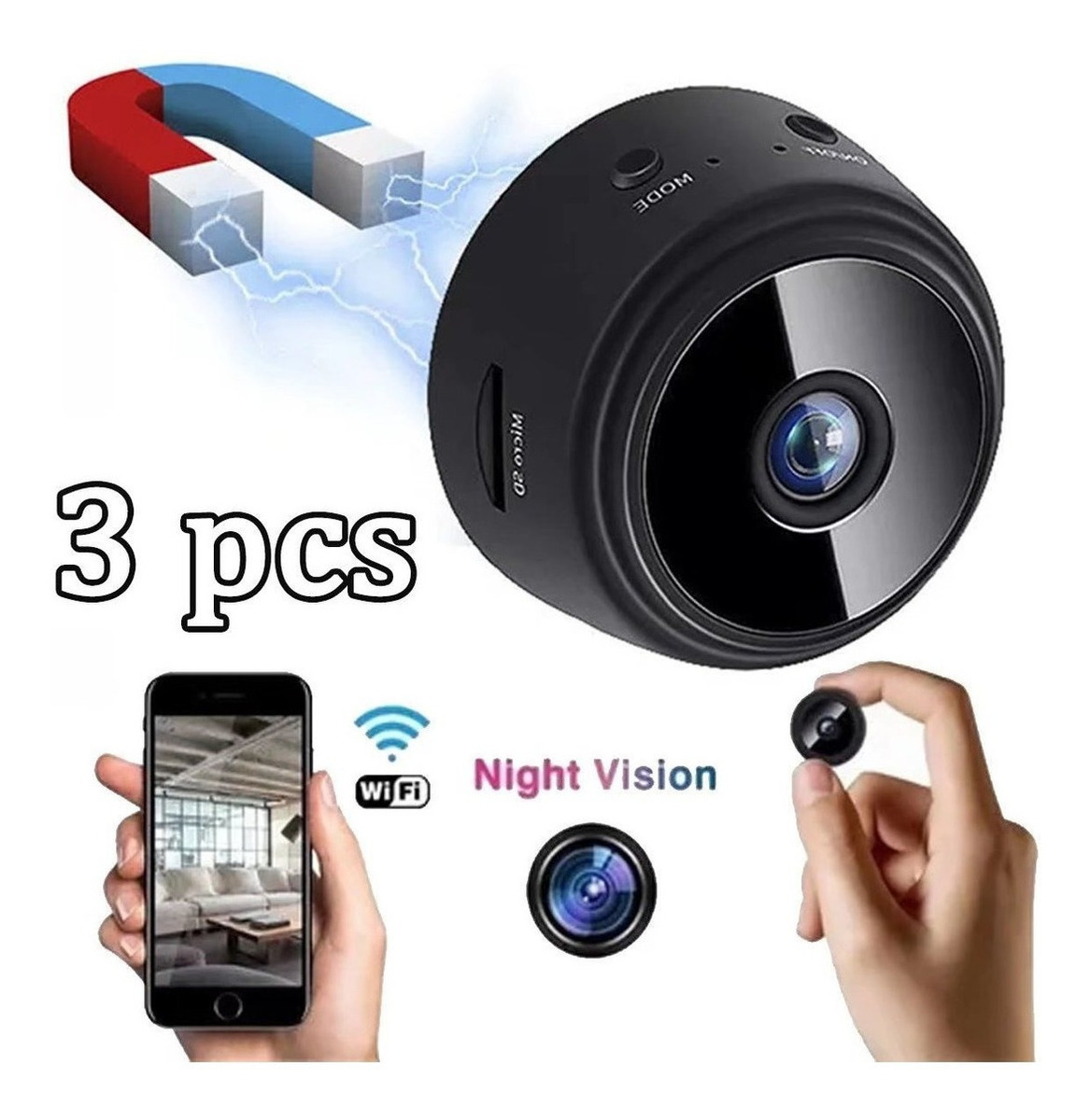 Camera De Segurança Wifi Mini Camera Espia Camuflada 3 Pcs
