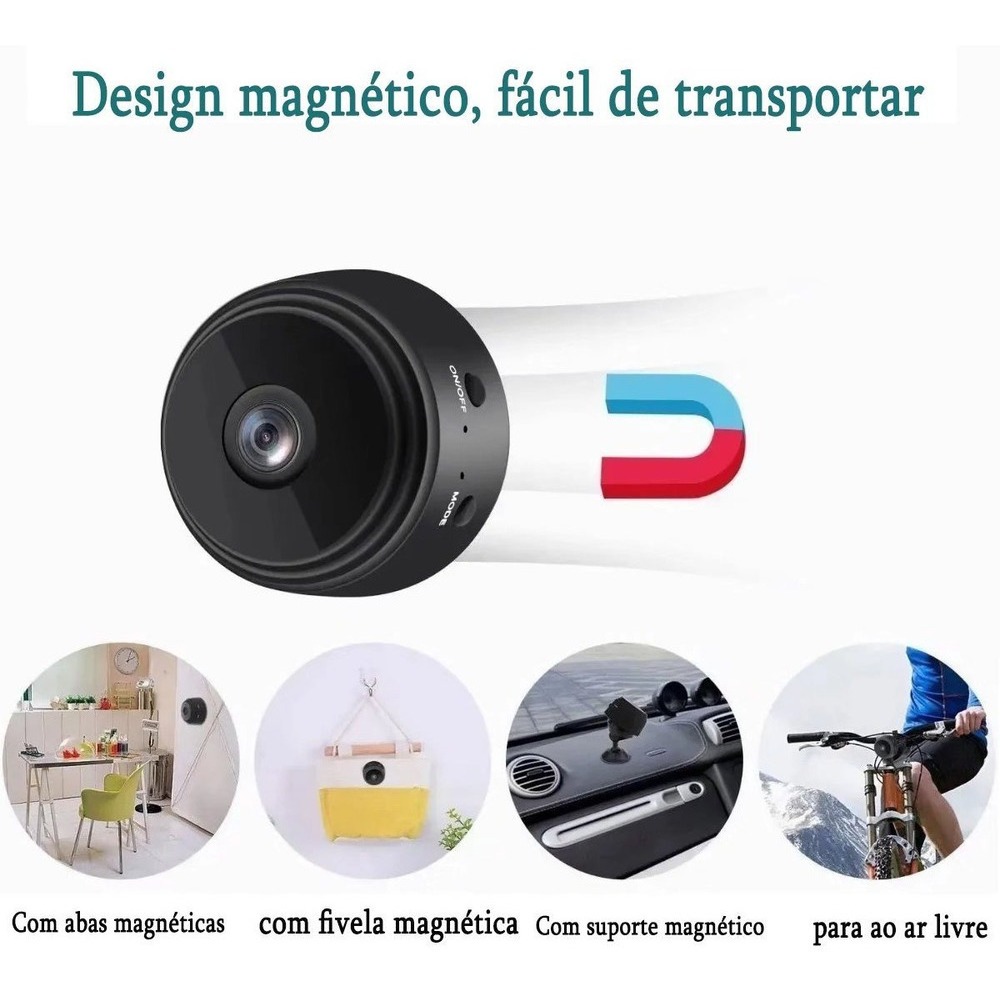 Mini Cameras De Segurança Wifi Visão Noturna Gravador Voz - Imagem 6