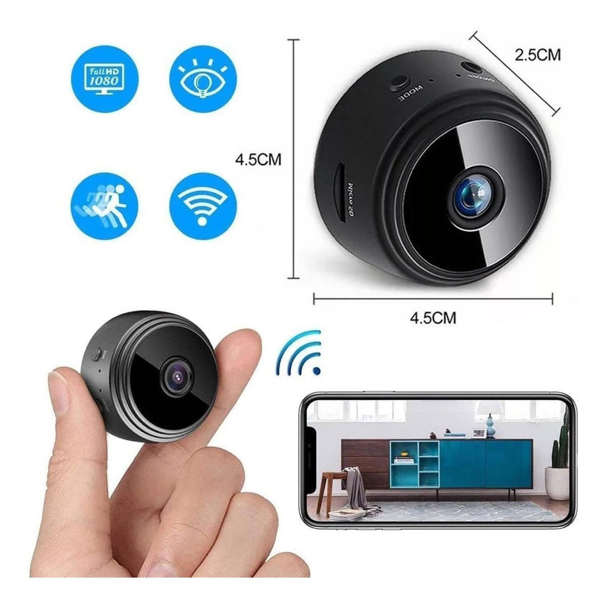 Mini Câmera 1080p Hd Wifi Ip Câmera Doméstica De Vigilância - Imagem 2