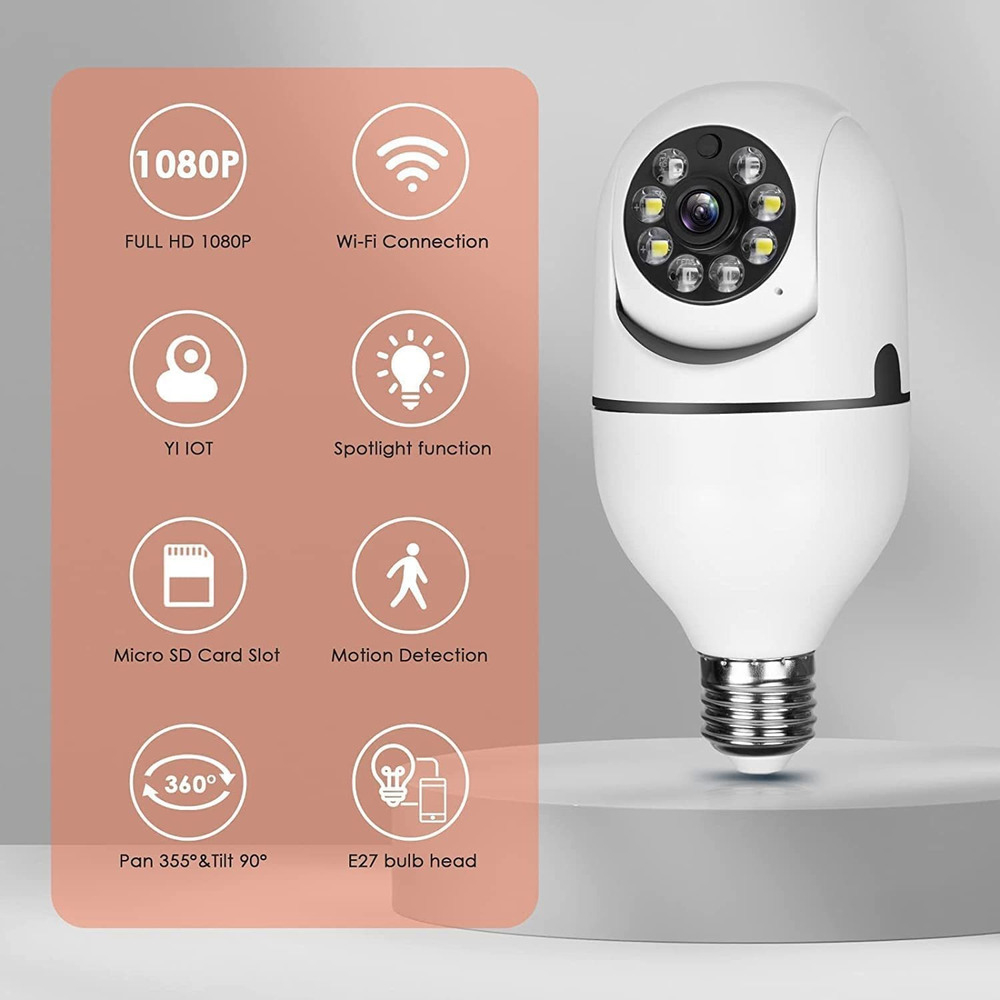 2pcs 2.4ghz E 5g Wifi Lâmpada Câmera De Segurança 1080p - Imagem 6