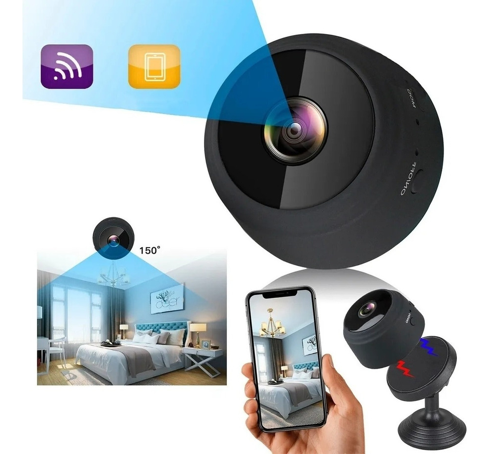 Mini Spy Camera Hd 1080 Wifi 150 Graus Imã Bateria