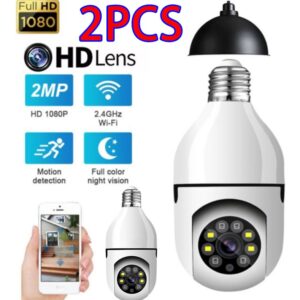 2pcs Wifi Ip Panorama Camera Bulbo 2mp Visão Noturna Panorâm
