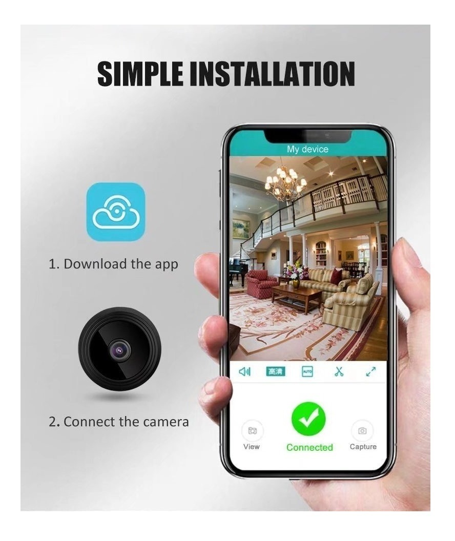 Mini Câmera Escondida Wifi Espiâ Discreta Bateria Espião - Imagem 9