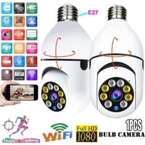 2pcs E27 Bulb Home 1080p Câmera De Vigilância Full Color Cam
