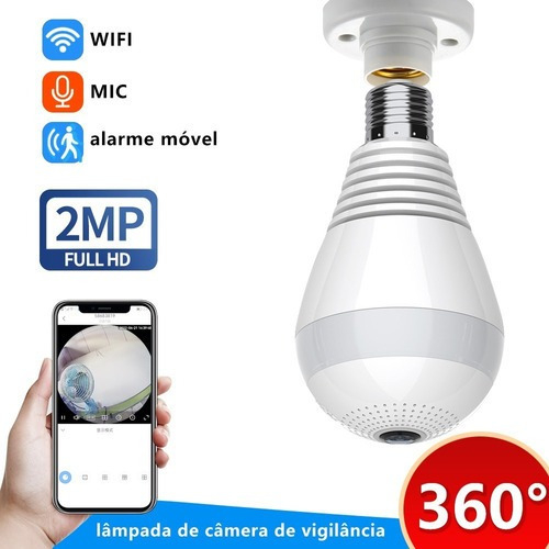 Camera Ip Lampada Segurança 360 Visão Noturna Espia Wifi Hd