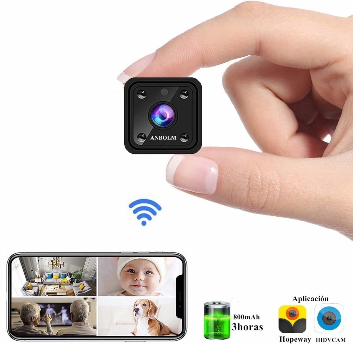 2 Peças De Mini Câmera Espiã Wifi Hd 1080p Com Visão Noturna