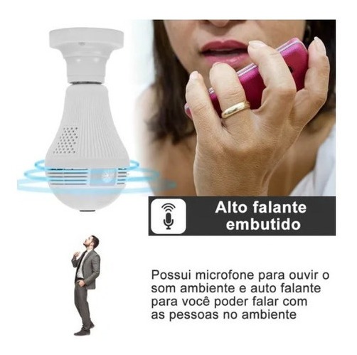 Lâmpada Espiã De Câmera Ip Icsee Icsee 360° Hd Wifi - Imagem 3