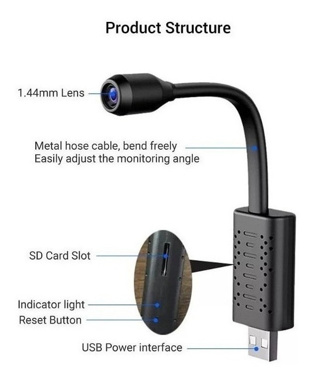 Mini Câmera Hidden Usb Wifi Spy Gravando Áudio Discreto Vid - Imagem 7