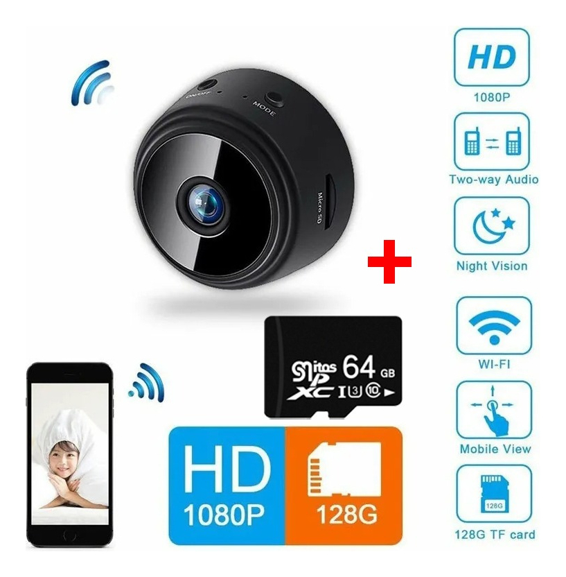 Câmera Wifi 1080p Nanny Câmeras Ocultas+cartão De Memória