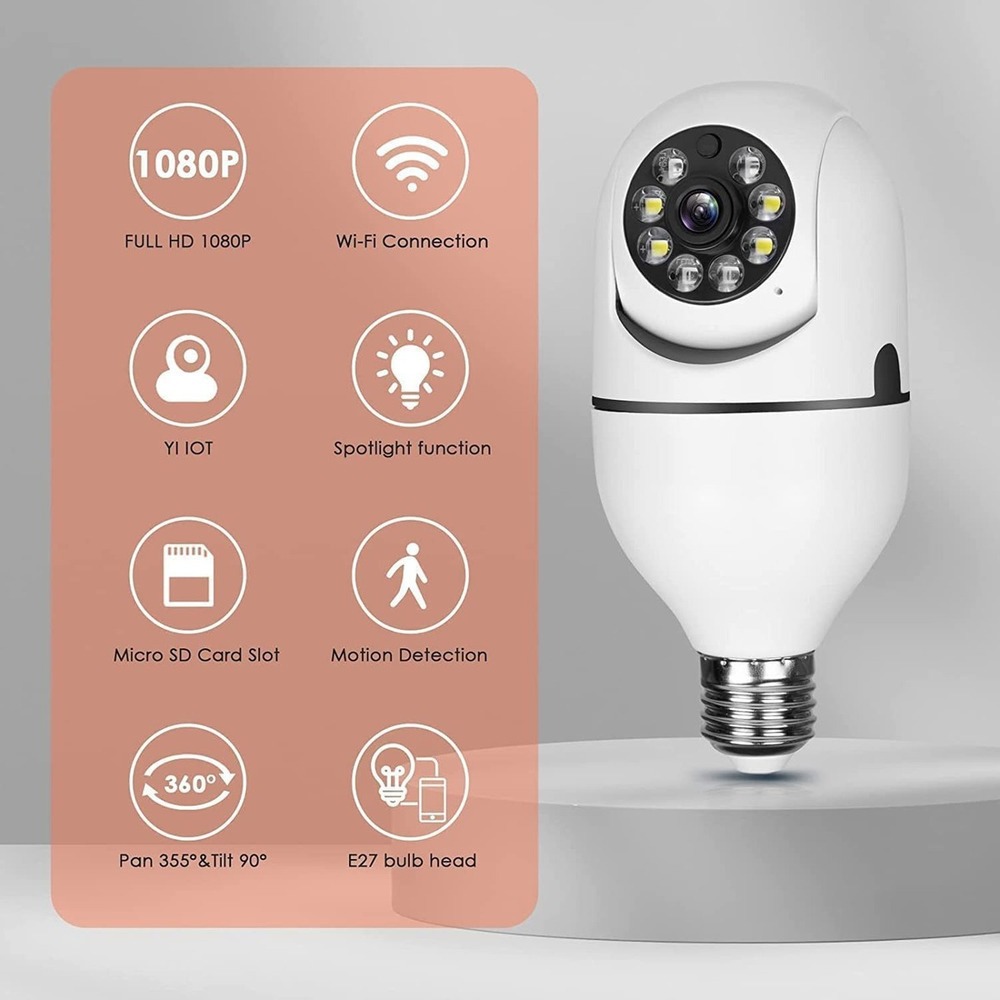 2pcs 2.4ghz E 5g Wifi Lâmpada Câmera De Segurança 1080p - Imagem 6