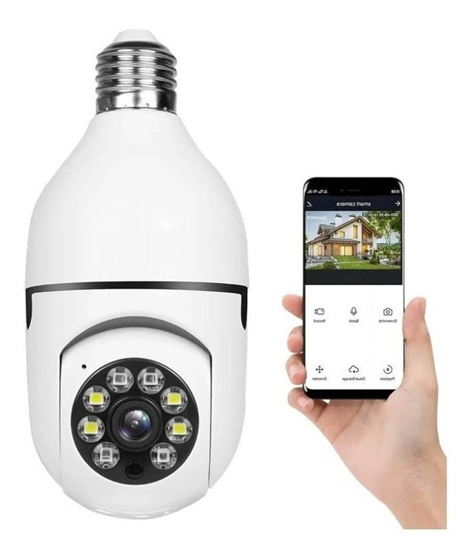 Câmera Ip Lâmpada Espiã 360 Wifi Alarme E Sensor De Presença