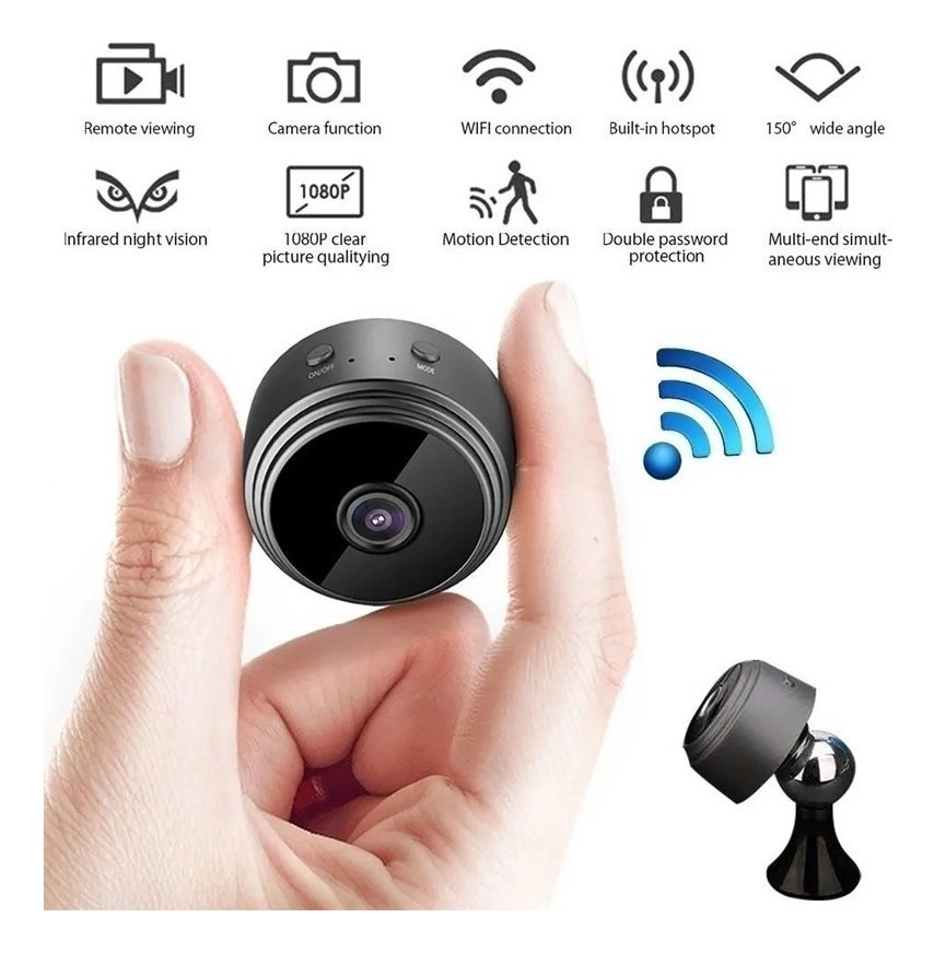 Mini Câmera Wifi Ip Filma Com Infra Espiã Portátil