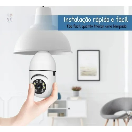 Lampada Camera Ip Segurança Espia Wifi Hd 360 Alarme Casa - Imagem 5