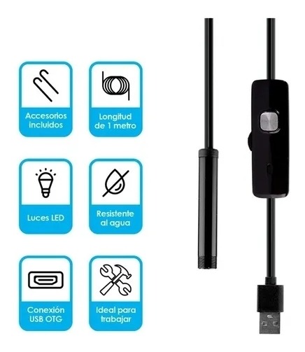 Câmera Endoscópio Usb 1 Metro Led Para Android - Imagem 3