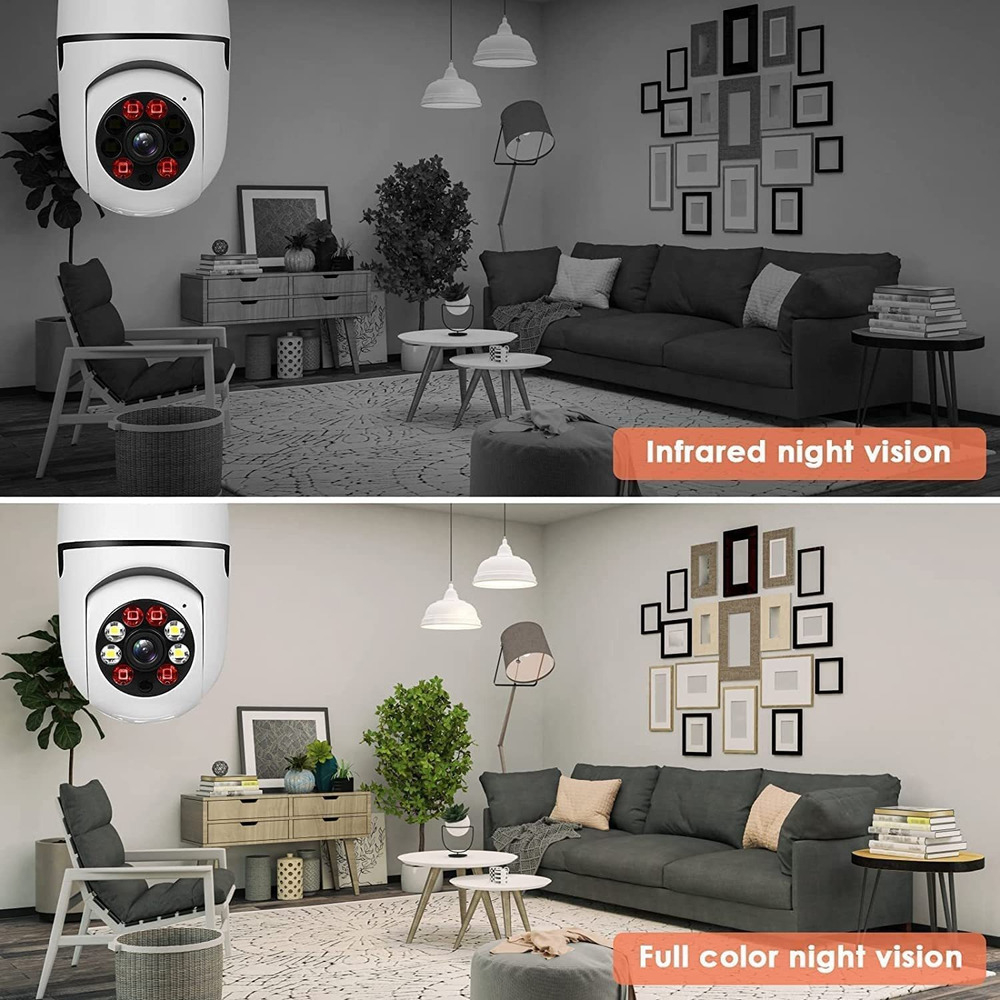 2pcs 2.4ghz E 5g Wifi Lâmpada Câmera De Segurança 1080p - Imagem 5