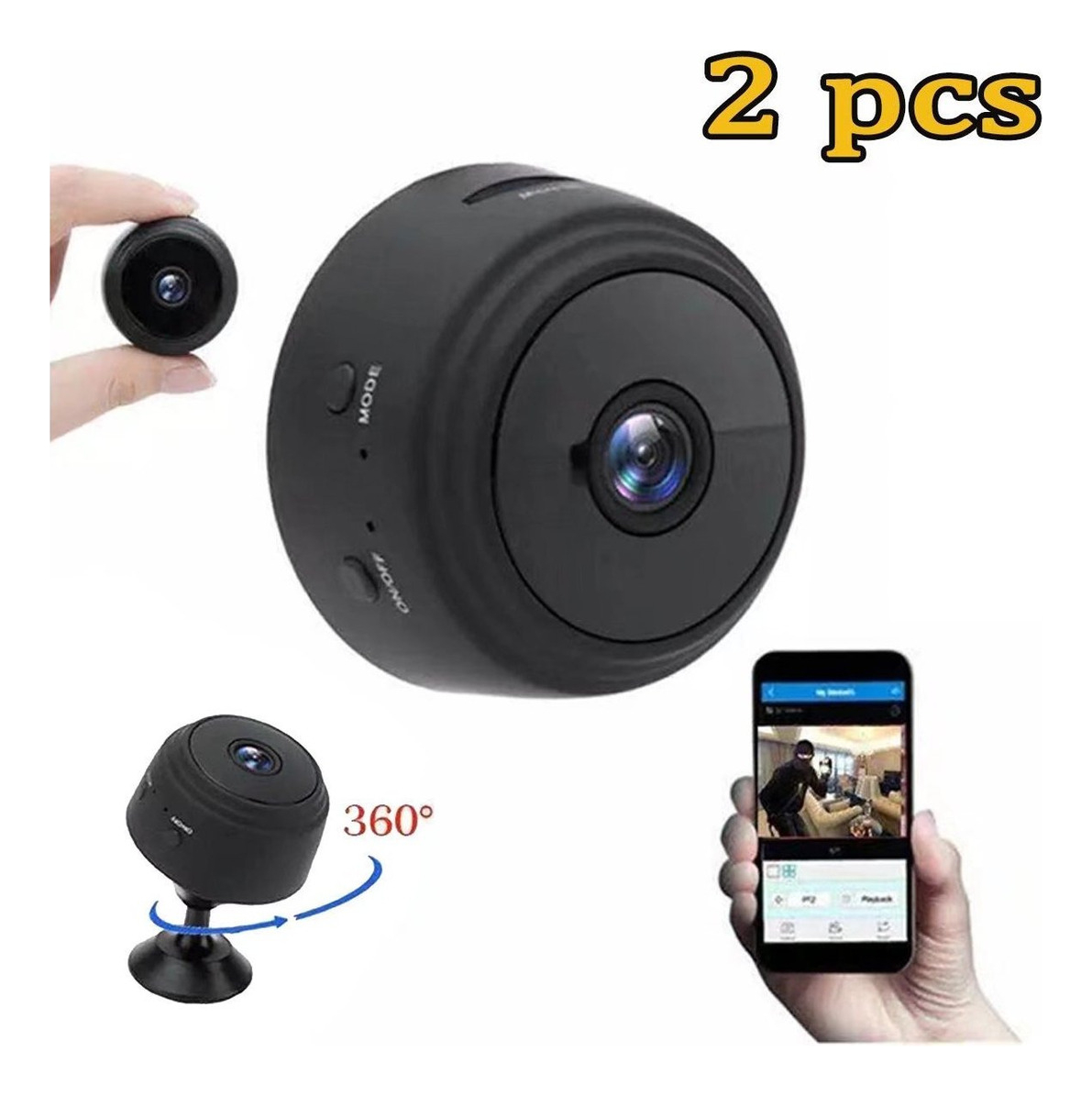 Micro Camera Espia Tempo Real Camera Wifi Externa Espiã 2pc