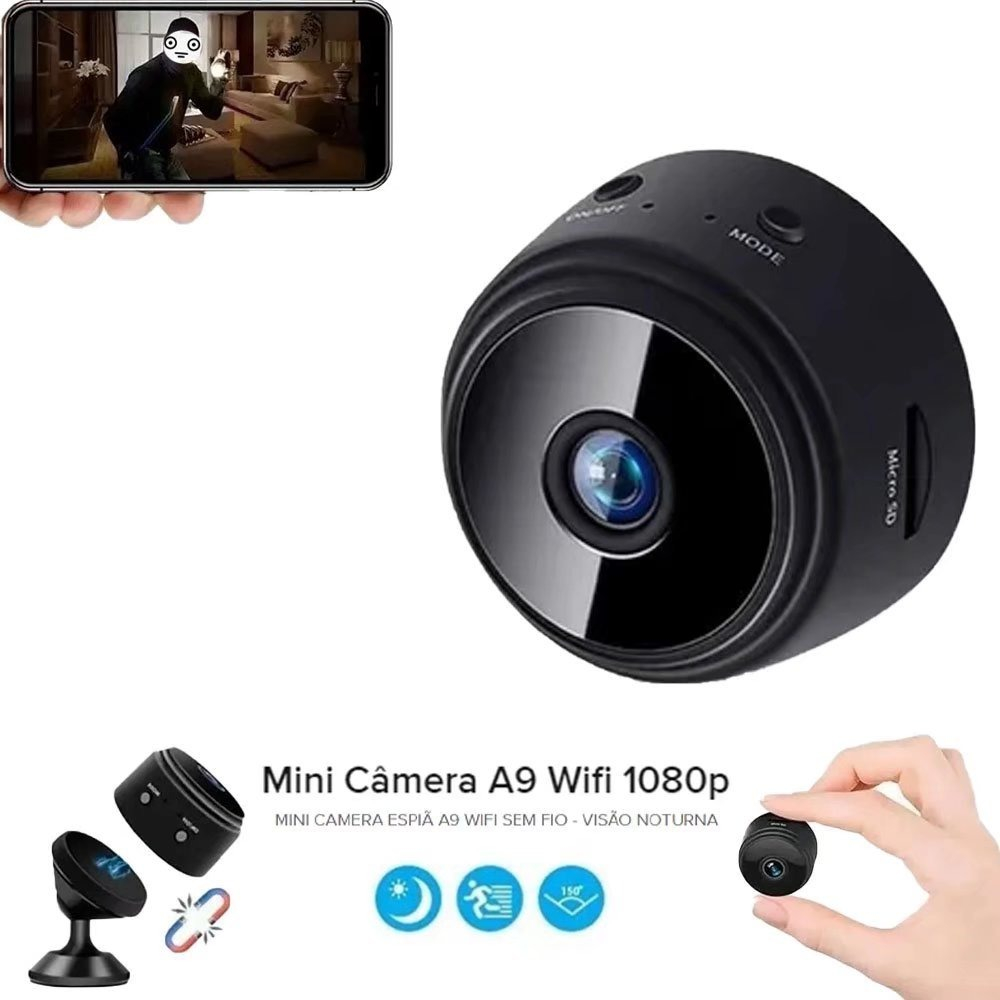 Mini Camera Ip Segurança Espiã Magnética Wifi C/ Bateria