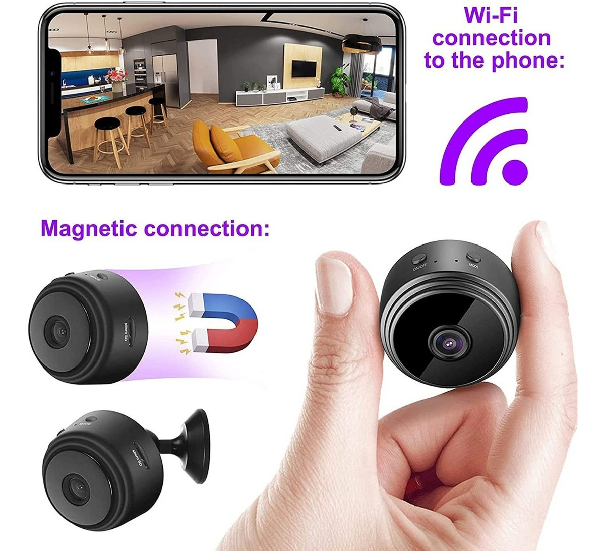 Mini Câmera 1080p Hd Wifi Ip Câmera Doméstica De Vigilância - Imagem 3