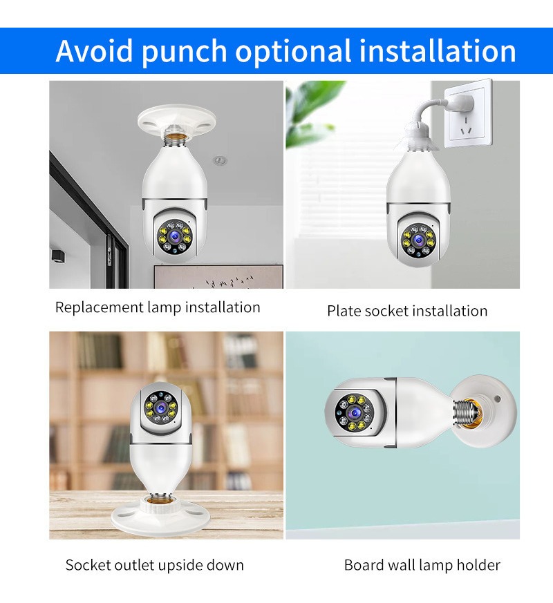 Câmera E27 Bulb Ip Wifi Câmera De Vigilância Por Vídeo Inter - Imagem 6