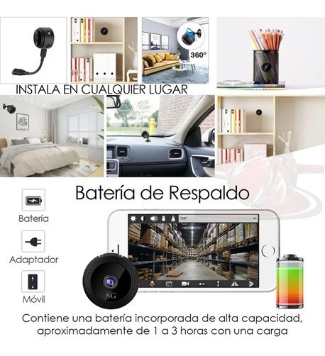 Mini Câmera De Vigilância Wifi Magnética Usb Angulo150 Graus - Imagem 8